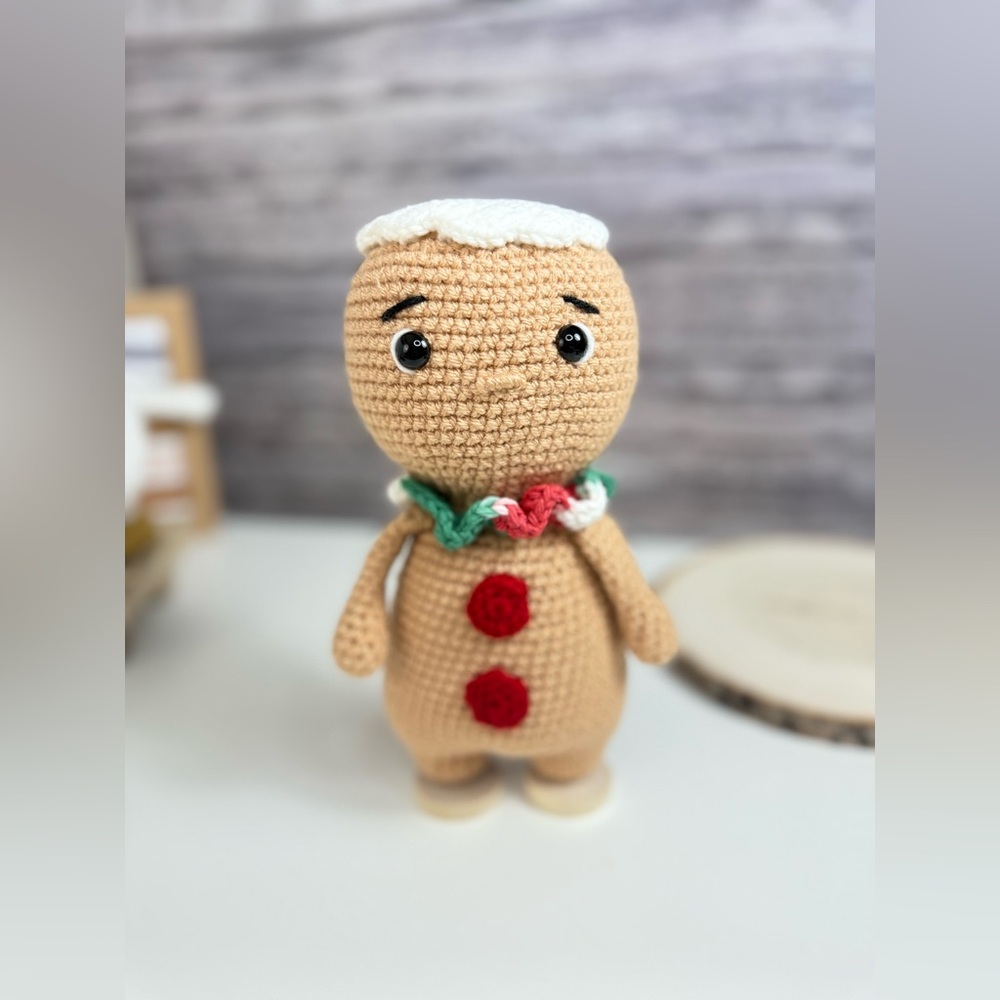 Gingerbread Man Handmade Crochet Amigurumi Doll
